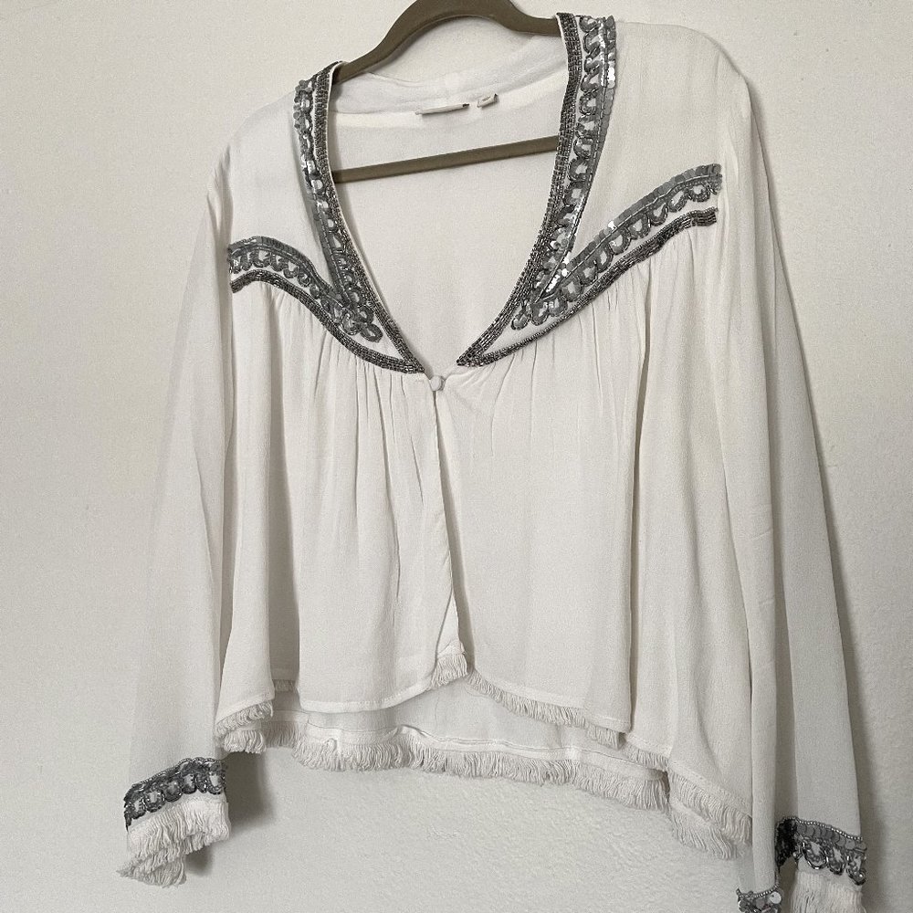 Fringe + Metallic Crop Top